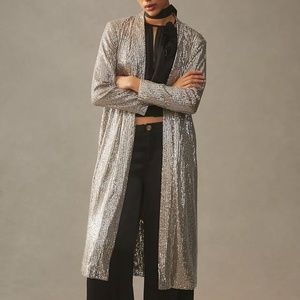 BNWT Anthroplogie Mare Mare silver sequin duster robe size L